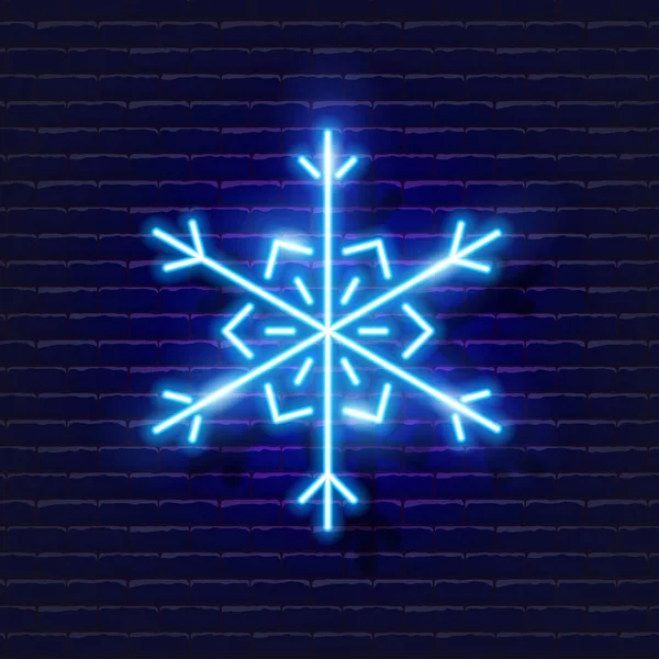 Πινακίδα Snowflake Neon Λαμπερή Χριστουγεννιάτικη Νιφάδα Χιονιού Πρωτοχρονιά Και Χριστούγεννα — Διανυσματικό Αρχείο