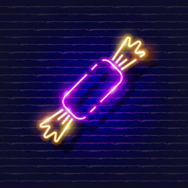 Candy Cane Neon Teken Lollipop Gloeiend Pictogram Nieuwjaar Kerstmis Concept — Stockvector