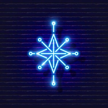 Kar tanesi neon ışığı. Parlayan Noel kar tanesi ikonu. Yeni yıl ve Noel konsepti. Tasarım için vektör illüstrasyonu