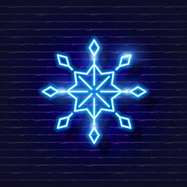 スノーフレークネオンサイン クリスマスの雪の結晶のアイコンを光る 新年とクリスマスのコンセプト デザインのためのベクトルイラスト — ストックベクタ
