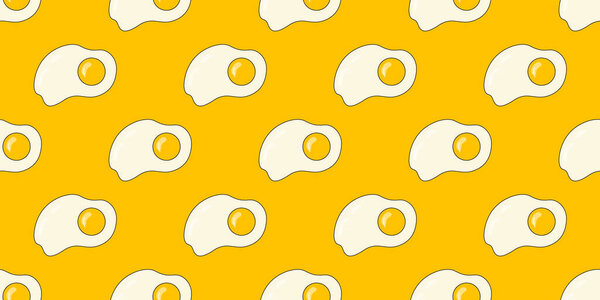 Scrambled eggs seamless pattern. Vector background from eggs for design. Food concept