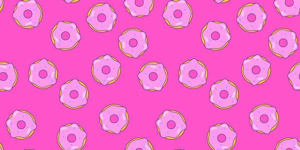 Donuts Motif Sans Couture Fond Vectoriel Pâtisseries Sucrées Pour Design — Image vectorielle