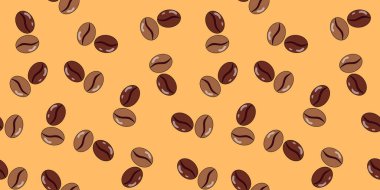 Kahve çekirdekleri pürüzsüz. Tasarım için kahvenin vektör arkaplanı. İçki konsepti