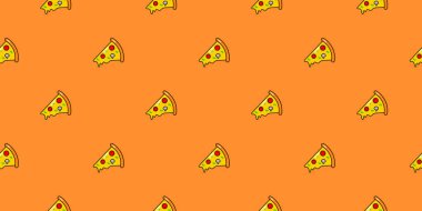 Pizzanın pürüzsüz şekli. Tasarım için vektör arkaplanı. Yiyecek konsepti