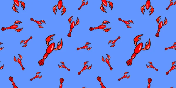 Рак Безшовний Візерунок Векторний Фон Морських Тварин Дизайну Концепція Морепродуктів — стоковий вектор