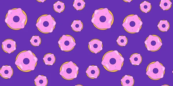 Donuts Motif Sans Couture Fond Vectoriel Pâtisseries Sucrées Pour Design — Image vectorielle