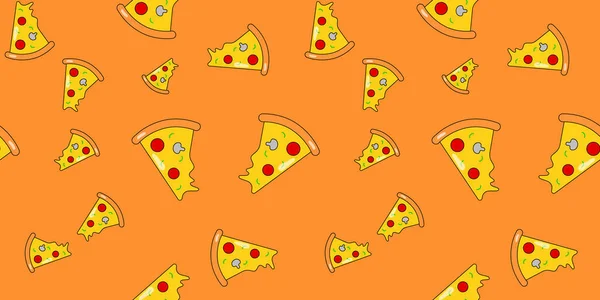 Pizzastück Nahtloses Muster Vektor Hintergrund Für Design Ernährungskonzept — Stockvektor