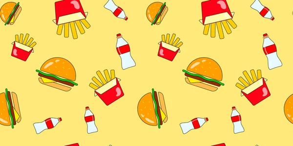 汉堡包无缝图案 矢量汉堡背景设计 粮食概念 — 图库矢量图片