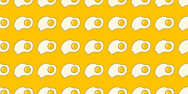 Scrambled eggs seamless pattern. Vector background from eggs for design. Food concept