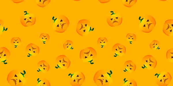 Modello Senza Cuciture Zucca Halloween Zucca Festiva Sfondo Arancione Illustrazione — Vettoriale Stock
