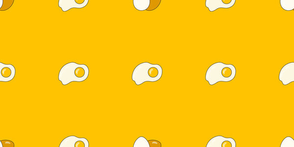 Scrambled eggs seamless pattern. Vector background from eggs for design. Food concept