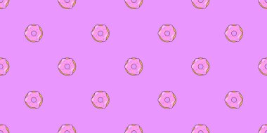 Donutlar pürüzsüz desen. Tasarım için tatlı hamur işlerinin vektör arkaplanı. Hamur işi kavramı