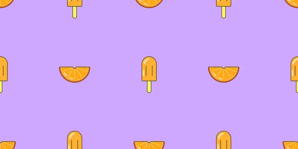 Helado Naranja Patrón Sin Costuras Fondo Helado Vectorial Para Diseño — Vector de stock