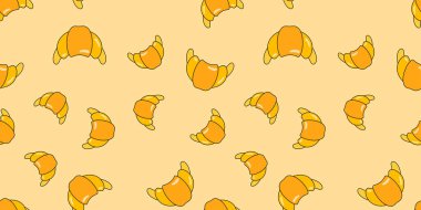 Kruvasan desenli. Tasarım için vektör kruvasan arka planı. Yiyecek konsepti