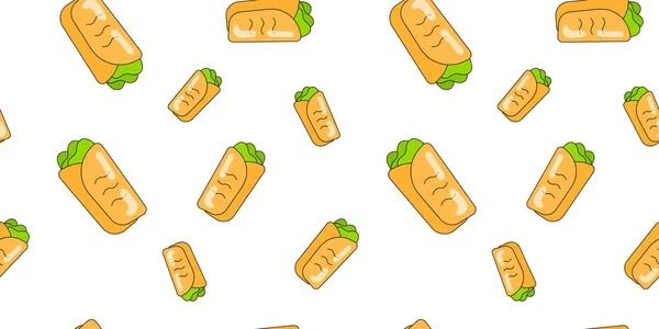 Shawarma Kusursuz Desen Tasarım Için Vektör Fast Food Arka Planı — Stok Vektör