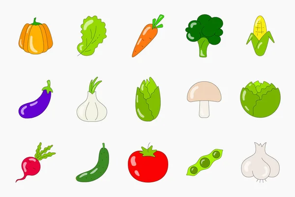 Sada Ikon Zeleninových Barev Ikony Plochých Vektorových Ilustrací Pro Mobilní — Stockový vektor