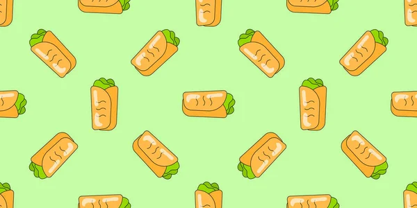 Patrón Sin Costuras Shawarma Vector Fondo Comida Rápida Para Diseño — Vector de stock