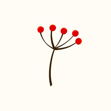 Vector illustration of red berry branches for Christmas, New Year, and winter holiday designs. Suitable for festive decorations, clipart, stickers, and seasonal graphics..