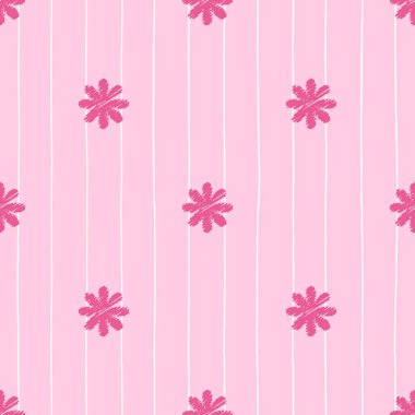 Renkli kalemle çizilmiş çiçekli kusursuz vektör deseni. Çocuk tekstil, kırtasiye, hediye paketi ve eğlenceli ambalaj için idealdir..