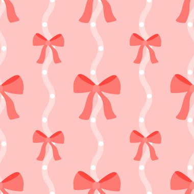 Garip yay vektörü kusursuz desen. Hediye paketleme, kırtasiye, tekstil, markalaşma ve düğün baskısı projeleri için arka plan.