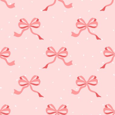 Hediye ambalajı, kırtasiye malzemeleri, tekstil, markalaştırma ve düğün baskısı projeleri için pembe arka planda tuhaf, pürüzsüz bir yay deseni..