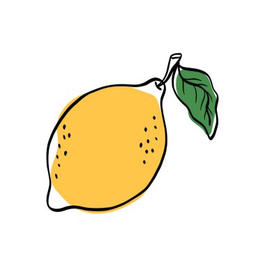 Limon çizimi, taze yemek ve yaz temalı tasarımlar için temiz, kalın bir çizgi çizimi. Paketleme, çıkartma ve tarif grafikleri için mükemmel.