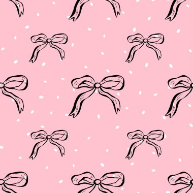 Hediye ambalajı, kırtasiye malzemeleri, tekstil, markalaştırma ve düğün baskısı projeleri için pembe arka planda tuhaf, pürüzsüz bir yay deseni..