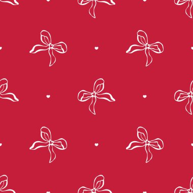 Garip karalama yay vektörü kusursuz desen. Hediye paketleme, kırtasiye, tekstil, markalaşma ve düğün baskısı projeleri için arka plan.