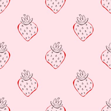 Çilekli, sevimli, kaprissiz desen. Sevgililer Günü tasarımları, güzel ambalajlar, kırtasiye malzemeleri ve romantik estetik baskılar için mükemmel..