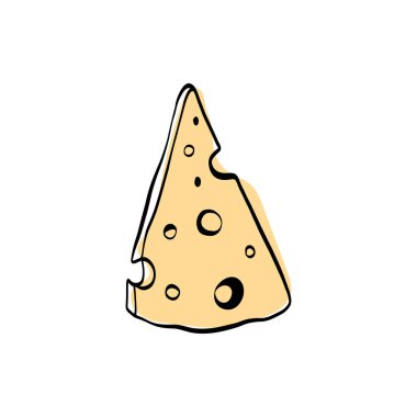 Elle çizilmiş peynir çizimi, Gouda, Çedar, Mozzarella, Brie, Maasdam, Manchego, Emmental ve hatları temiz. Menü tasarımları, özel mağaza markaları ve peynir ürünleri etiketleri için ideal.