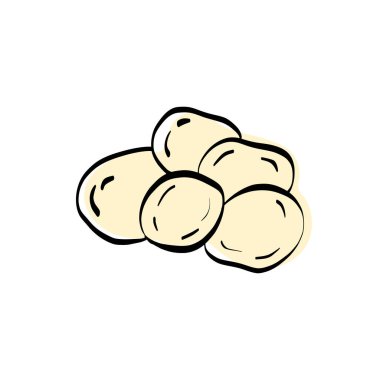 El yapımı mozzarella peyniri çizimi, hatları temiz. Menü tasarımları, özel mağaza markaları ve peynir ürünleri etiketleri için ideal.