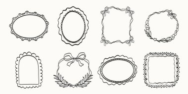 İlginç dikdörtgenler, oval ve yuvarlak çerçeveler, modaya uygun, klasik tarzlarda. Etiketler, logolar, davetiyeler, ambalajlar ve çıkartmalar için uygun sevimli çerçeveler.