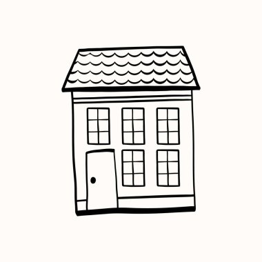 Temiz hatları ve sıcak bir köy havası olan klasik ev ikonu seti. Kış tasarımları, posterler ve evle ilgili büyüleyici grafikler için ideal..