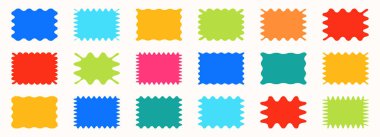 Dalgalı organik dikdörtgen, dalgalı kare ve dikdörtgen şekiller ve düzensiz karalama çizgileri. Modern metin kutuları, alıntılar ve oyuncu grafik şablonları için tasarlandı.