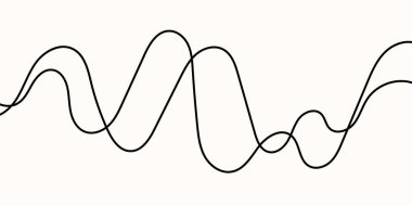 Çizgi kablo çizimi kıvrımlı eğri uzun ve soyut dolambaçlı ince dalgalı eğri iplik siyah desen vektörü ve kıvrımlı kablo karalama çizgi çizgi ayırıcı karalama yatay beyaz için.