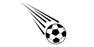 Bir vektör logosu ya da takım çizimi için hız ve gol arkaplanı olan futbol topu ikonu. Tasarımla izole edilmiş spor grafiği, beyaz soyut ve siyah elementlerle uçan ayak hareketleriyle.