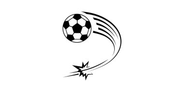 Futbol topu gol vektör logosu için futbol ikonu hızı. Dünya Kupası 2026 Fifa ve grafik izole tasarım. Futbol topu soyut siyah.