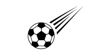 Bir vektör logosu ya da takım çizimi için hız ve gol arkaplanı olan futbol topu ikonu. Dinamik spor grafikli futbol 2026.