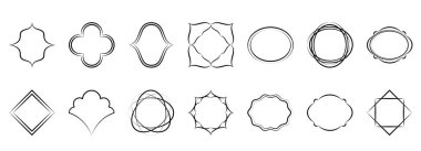 Pul sınır vektörü ve antika çizgili çerçeve şekli. Tasarım oval dikdörtgen ve amblem rokoko zarif basit fotoğraf. Victoria dönemi resimleriyle dekoratif mühür çerçevesi.