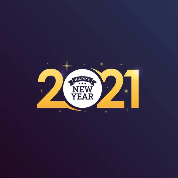 バナー チラシ グリーティングカードのための幸せな新年2021ベクトルイラスト — ストックベクタ