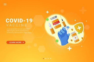 Aşı iniş sayfası şablonu tasarım konsepti çizimi için aşı arka planı