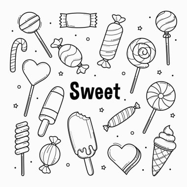 Beyaz arkaplan vektör illüstrasyonuna izole edilmiş şekerleme karalaması