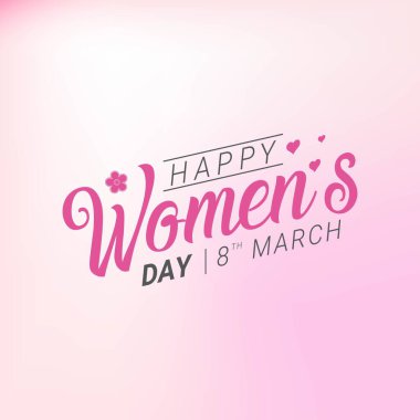 8 Mart 'taki mutlu kadınlar günü kutlamaları. Metin stili vektör illüstrasyonuyla.