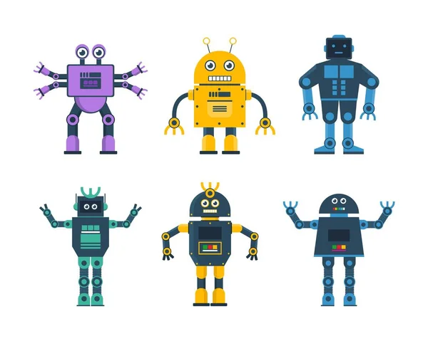 Çeşitli model robot ve robot tekerleği çizimlerinde robot oyuncakları.