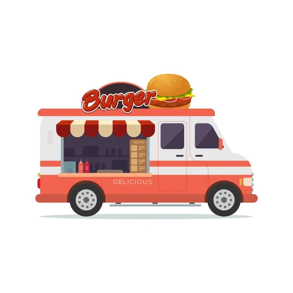Alimento Caminhão Veículo Fast Food Loja Caminhão Isolado Fundo Branco — Vetor de Stock