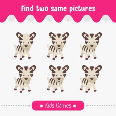 İki resim vektörü illüstrasyonuyla çocukların eğitim amaçlı anaokulu çocukları için oynadıkları oyun