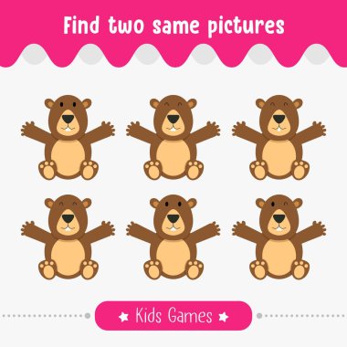 İki resim vektörü illüstrasyonuyla çocukların eğitim amaçlı anaokulu çocukları için oynadıkları oyun