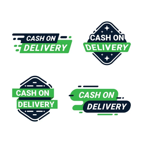 Cash Delivery Label Badges Collectie Platte Vector Ontwerp — Stockvector