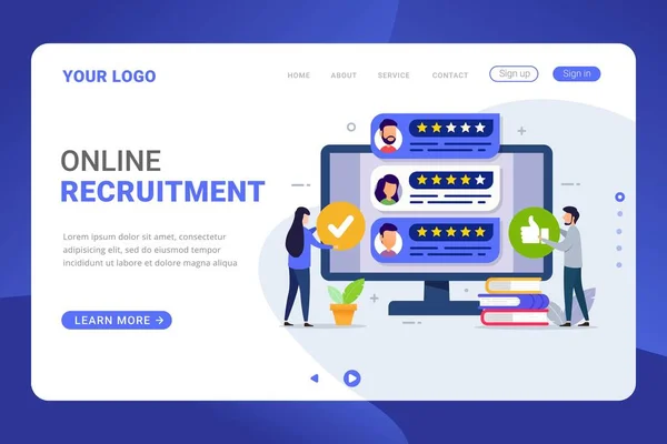 Modèle Page Accueil Processus Recrutement Pour Choisir Meilleur Candidat Pour — Image vectorielle
