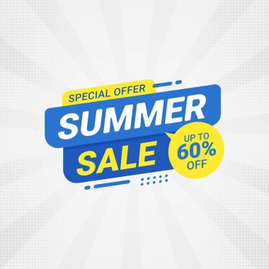 Summer sale special offer banner discount promotion vector illustration